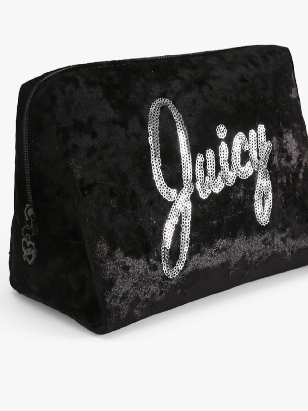 🆕- Juicy Couture Black Velvet Sequin Logo Cosmetic Bag